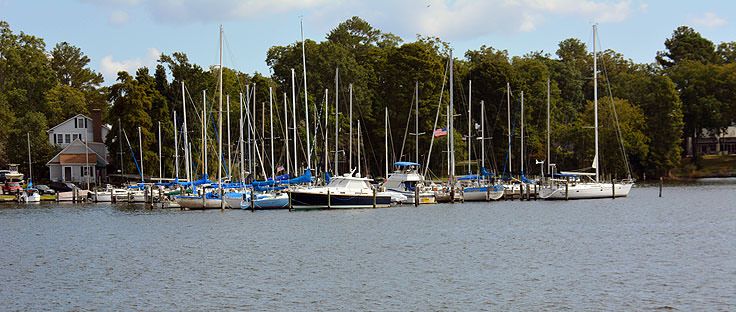 Boats docked in Bath Creek, NC