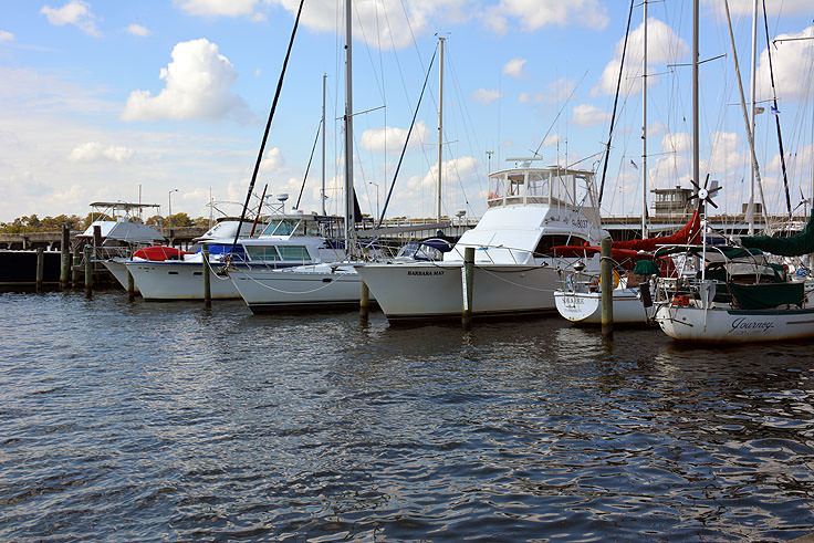 Boats in the waterfront marina in Washington, NC
