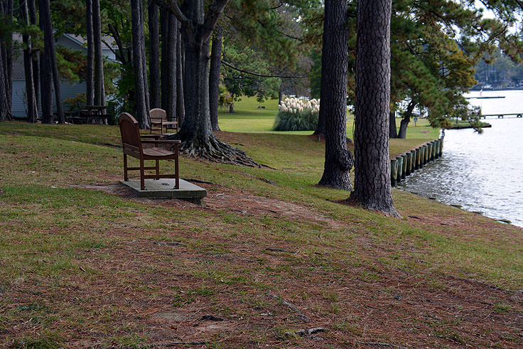 Waterfront benches in Bath, NC