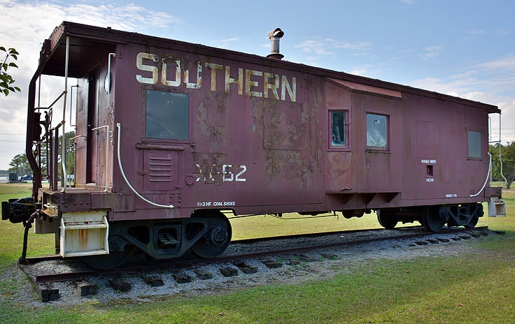A Southern Caboose next to the Belhaven Chamber building