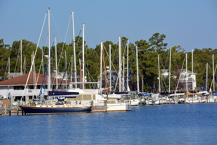 Boats docked at Whittaker Creek Yacht Harbor